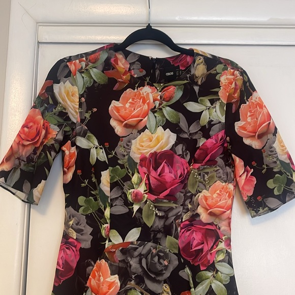 ASOS Black Ruffle Hem Floral Dress - Picture 3 of 6